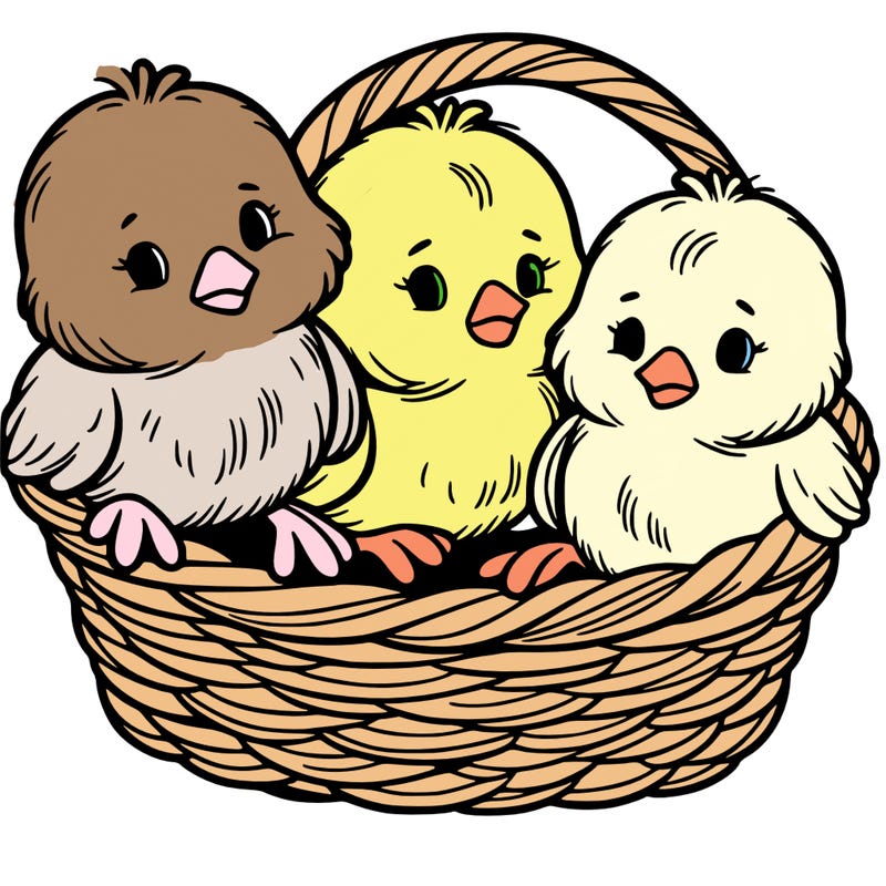 3 baby chicks in a basket