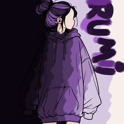 realistic girl with a oversized sweatshirt on and a bun