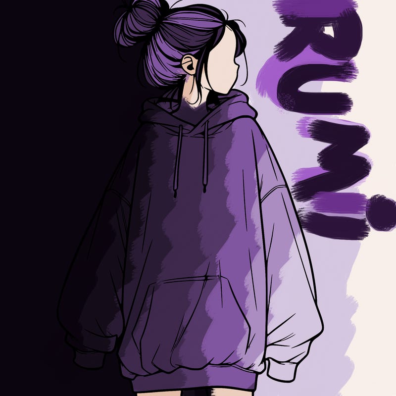 realistic girl with a oversized sweatshirt on and a bun