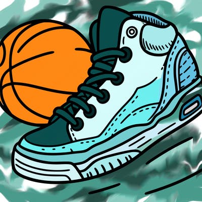 a shoe playing basketball