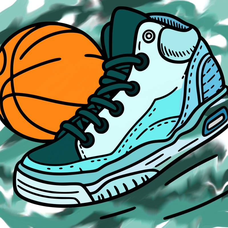 a shoe playing basketball