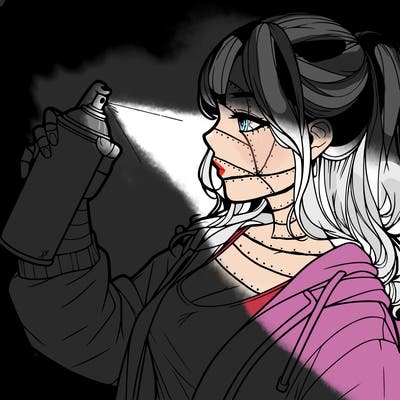 a realistic girl spray, painting