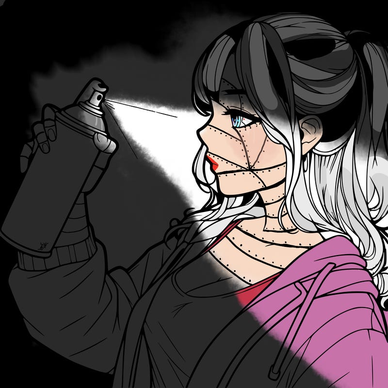 a realistic girl spray, painting