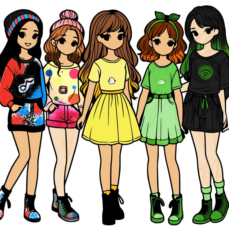 a group of five girls