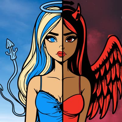 devil vs angel realistic girl