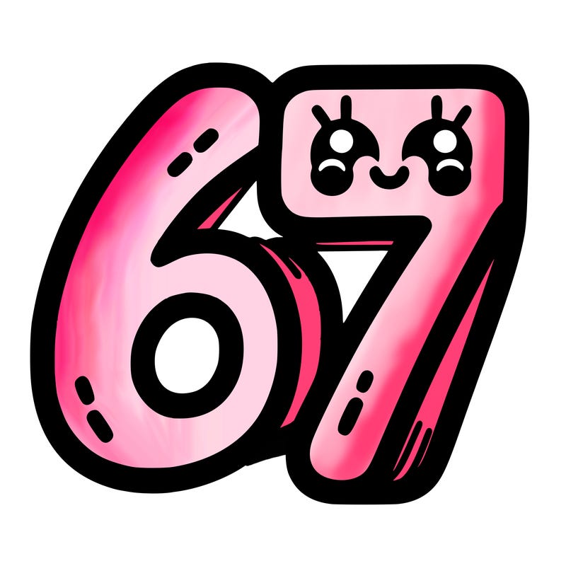 the numbers 67