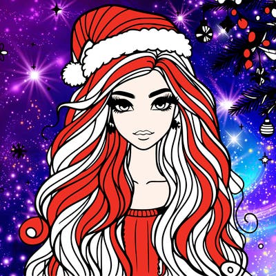 christmas fashionable female model and long hair