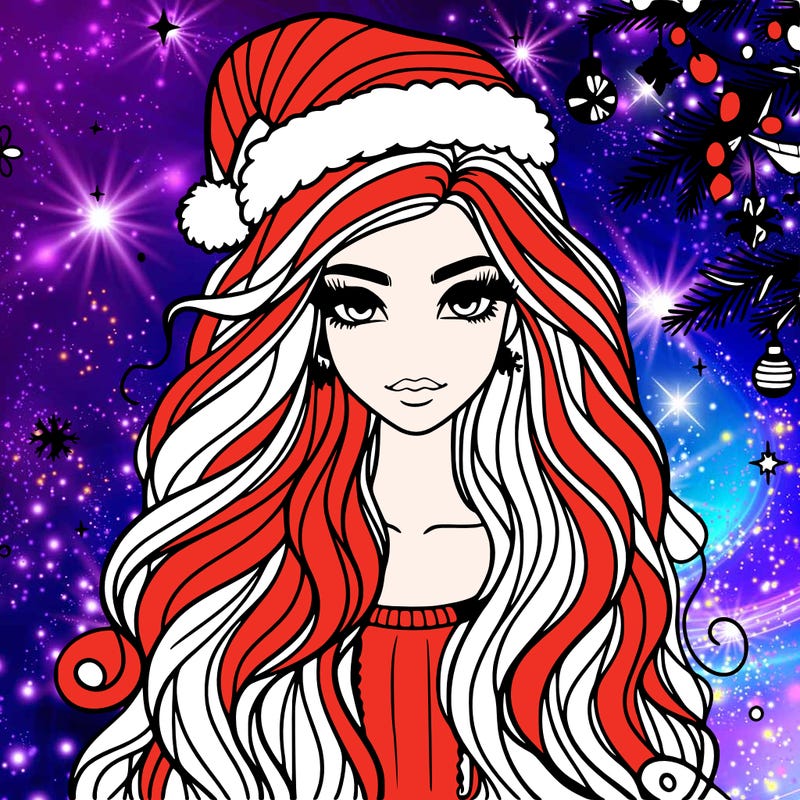 christmas fashionable female model and long hair