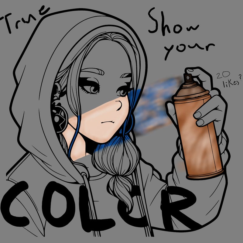 a realistic girl, spray painting