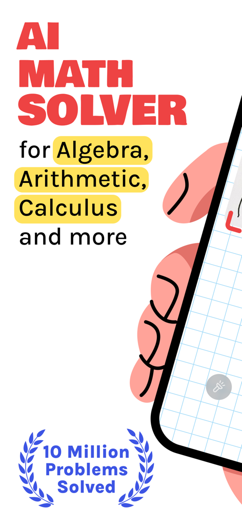 Math AI Homework Helper,Solver - Farabi AI Math Solver app interface for Algebra and Calculus showing 10 million problems solved