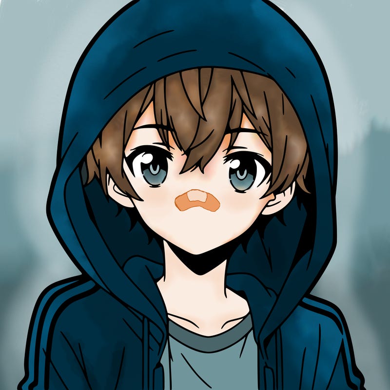 anime boy wearing a hoodie