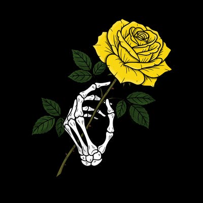 rose and skeleton hands