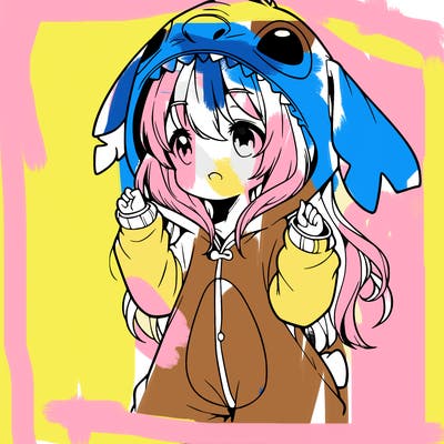 anime girl in a stitch onsie