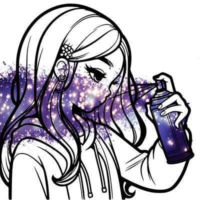 a realistic girl spray painting