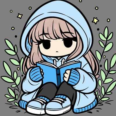 girl in oversized hoodie reading a book