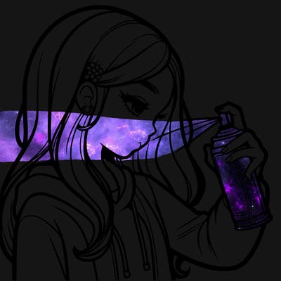 a realistic girl spray painting