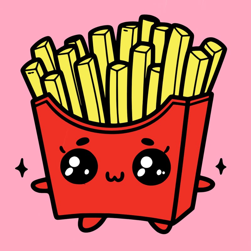a cute. french fries