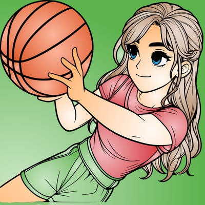 realistic girl playing basketball