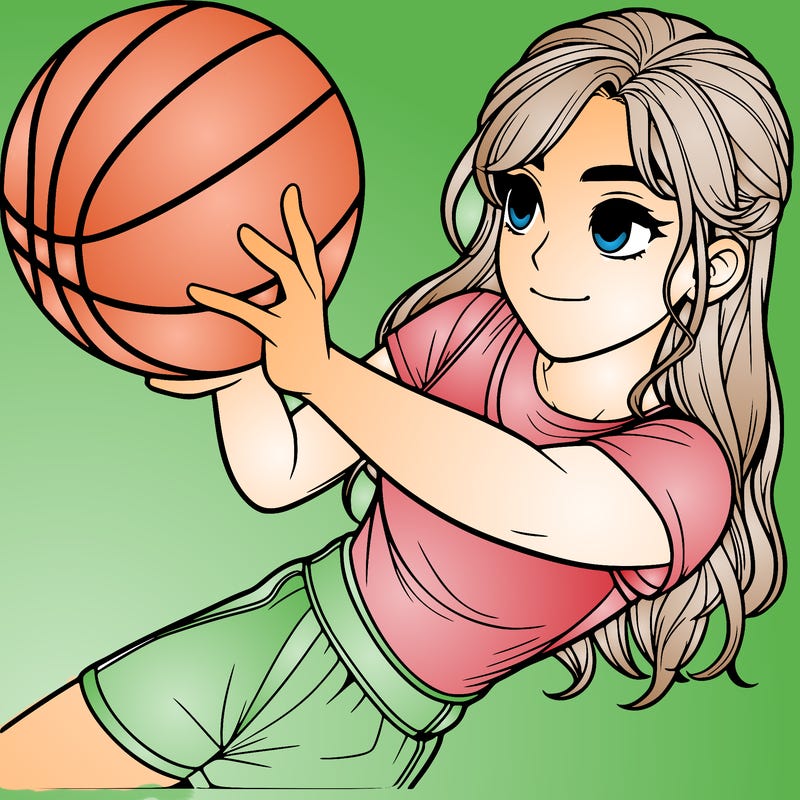 realistic girl playing basketball