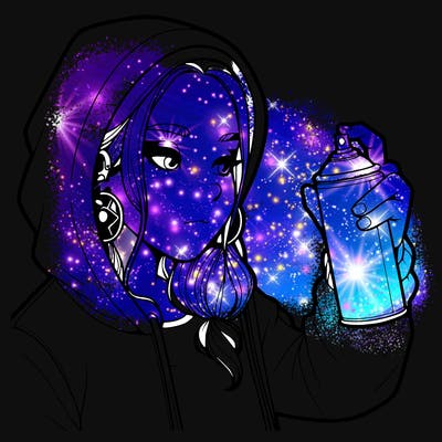 a realistic girl, spray painting