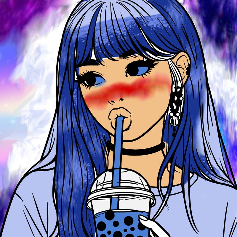 aesthetic realistic girl drinking boba