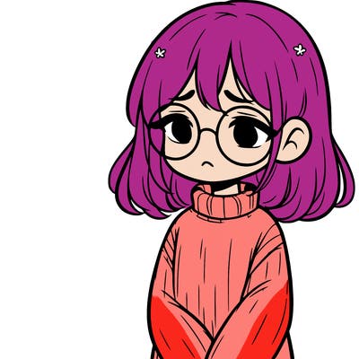 sad girl with glasses in a sweater