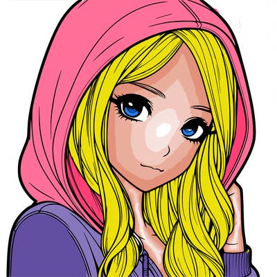 realistic adult girl with hoodie on