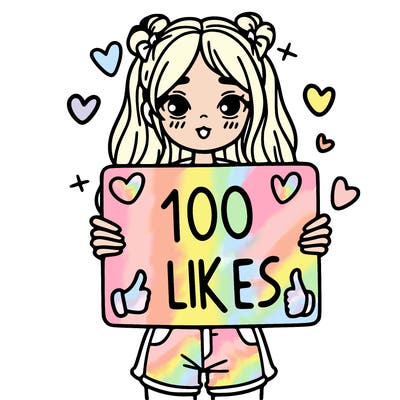 girl holding a sign saying 100 likes