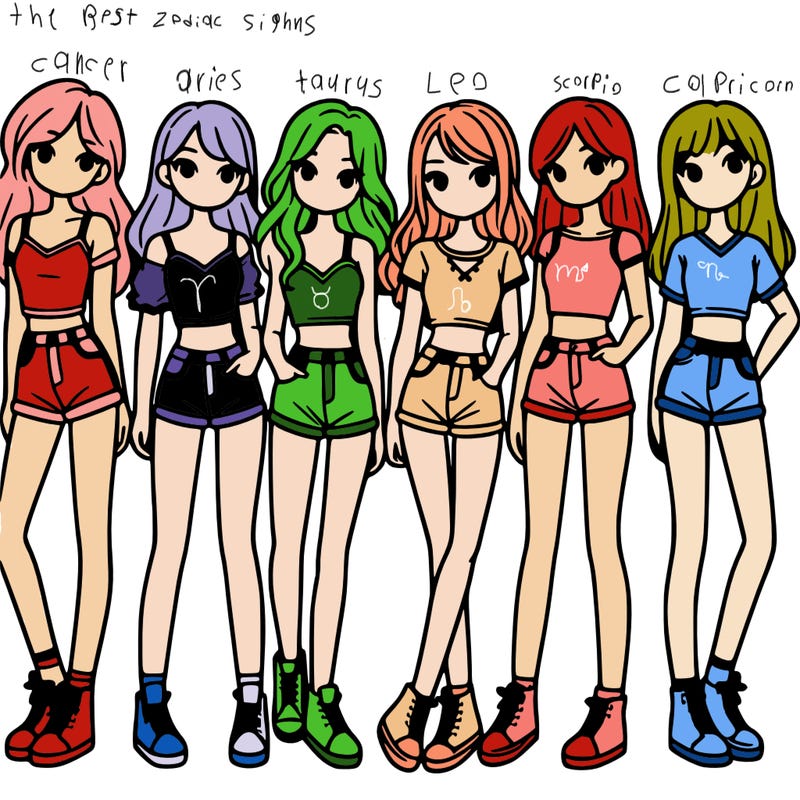 a group of girls wearing crop tops and shorts