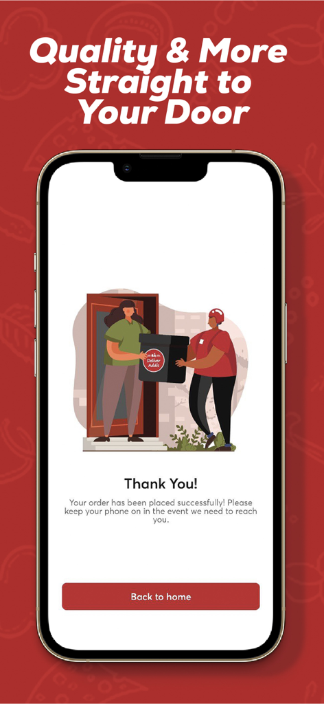 Deliver Addis - Deliver Addis mobile app screen displaying a successful order confirmation with a thank you message and delivery illustration