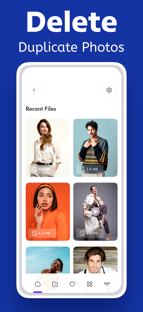 Ai Cleaner Pro Cleanup Storage - Interfaz de smartphone mostrando la función de eliminar fotos duplicadas en la aplicación Ai Cleaner Pro