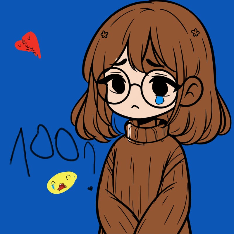 sad girl with glasses in a sweater