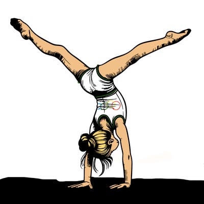 realistic gymnastic hand stand girl in four splits