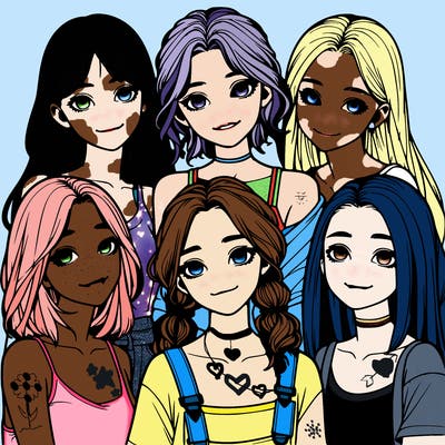 a group of girls realistic