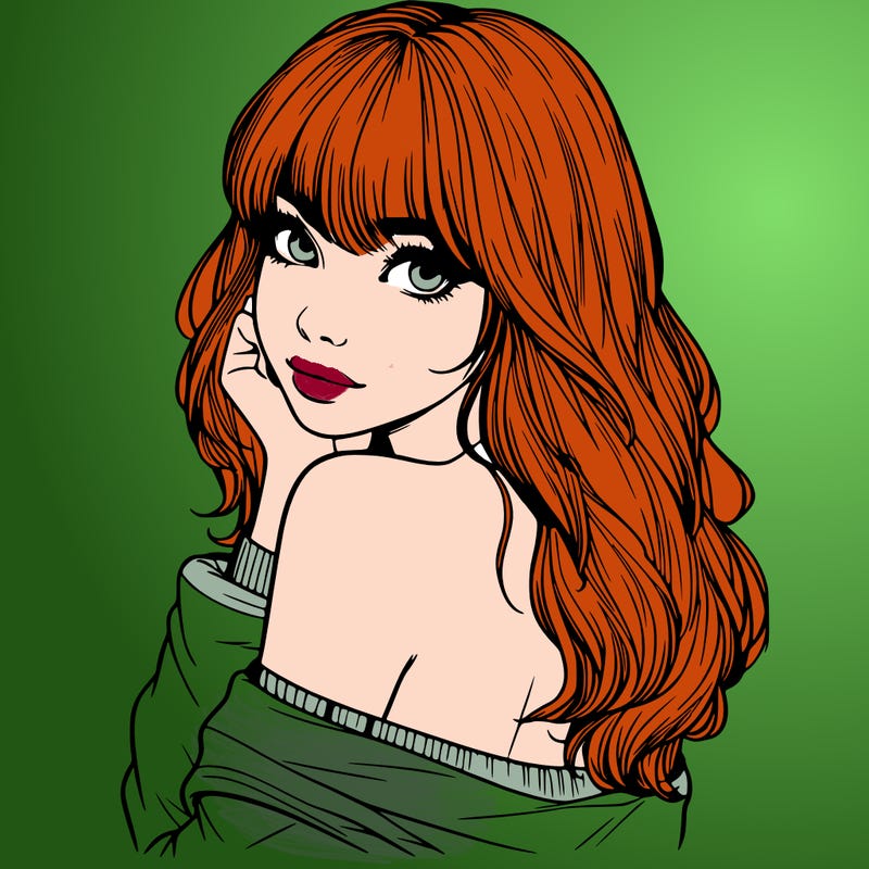 realistic girl with bangs looking over her shoulder