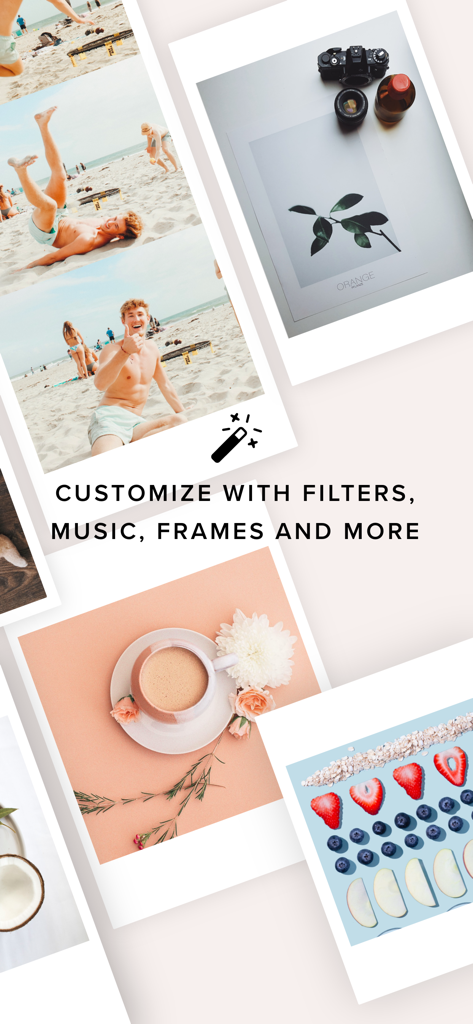 Aesthetic photo collage demonstrating GIF customization with filters and frames