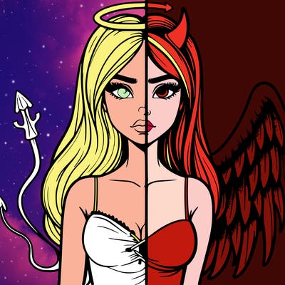 devil vs angel realistic girl