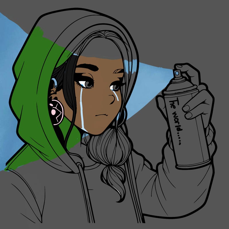 a realistic girl, spray painting