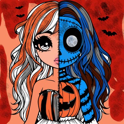 realistic girl halloween split