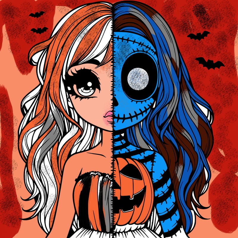 realistic girl halloween split