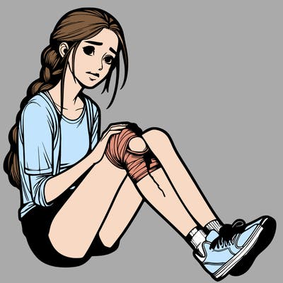 teenage girl with injured knee realistic