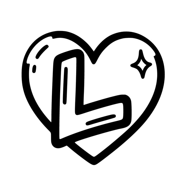 a heart with an l in the middle