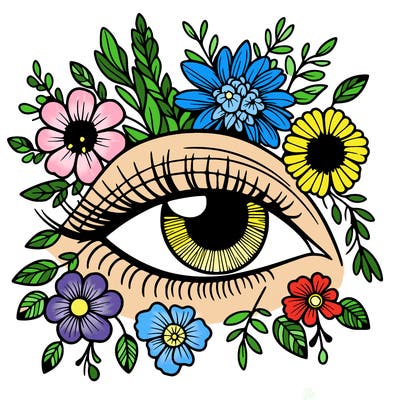 eye with flowers
