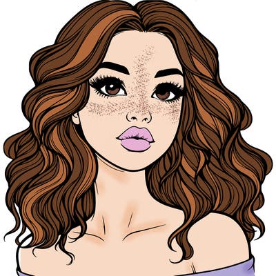realistic girl with wavy hair and lips