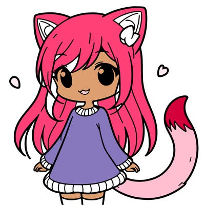 girl with cat ears and tail