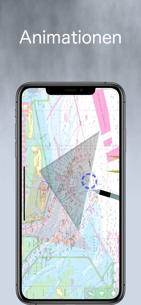 SBF See inkl. digitaler Karte - Navigation task animation on a digital nautical chart within the SBF See boating license app