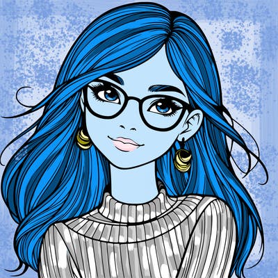 realistic girl with glasses