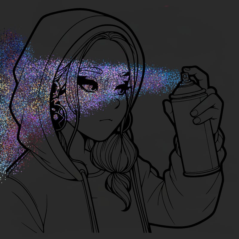 a realistic girl, spray painting
