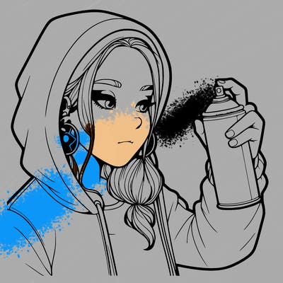 a realistic girl, spray painting
