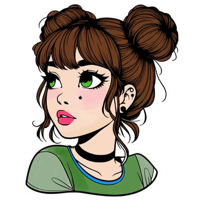 realistic girl with spacebuns
